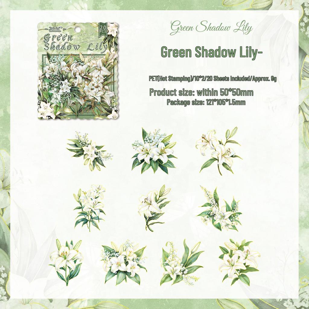 ZABC Flower Sea Dream Die-Cut PET Hot Stamping Sticker Pack - 20 Sheets of Floral Theme Stickers