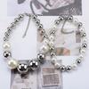 Silver-white Round Pearl Necklace, Cold Wind Exaggerated Double-layer Design Collarbone Chain Female