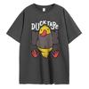 2024 Summer New Men's 100% Cotton Duckling English Letter Print High Quality Casual Street Gym Fashion Round Neck Top S-4XL