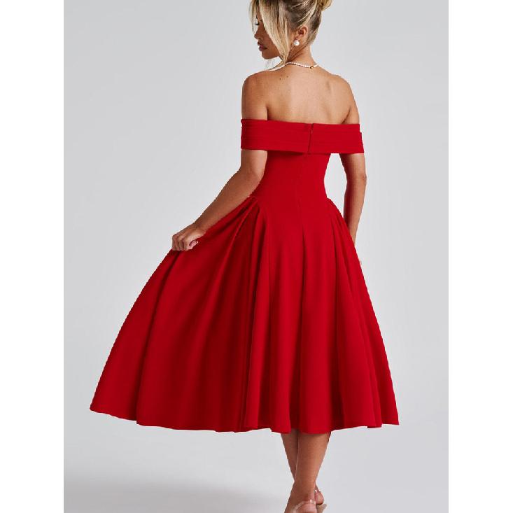 Elegancka Sukienka Damska Bez Ramiączek, Bez Pleców, na Jedno Ramię, w Czystym Kolorze, Letnia-Graniczna, Modna