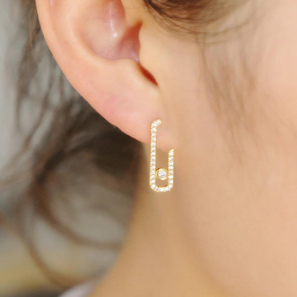 Mimimalist Cute Jewelry Authentic 925 Sterling Silver 1pc No Move Cz Stone Stud Earrings For Women Crystal Delicate Tiny Earring