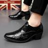 New Men Formal Shoes High Heels Oxfords Soft Mocassins Male Flower Red Height Increase White Dress Driving Wedding Boat Shoes