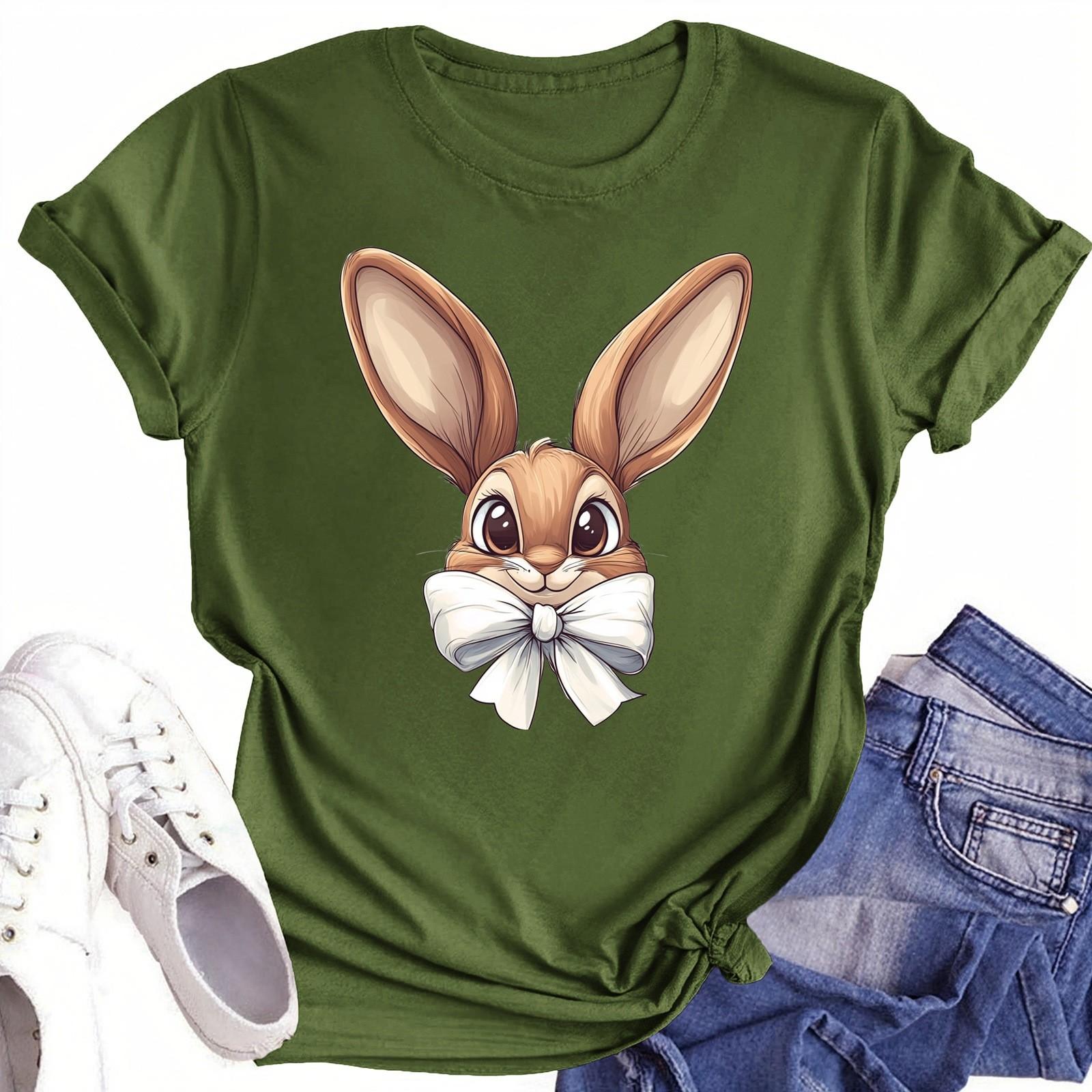 

Женская повседневная футболка с круглым вырезом и короткими рукавами с принтом L армия зеленый