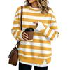 Damen Mode Lässig Gestreift Langarm Sweatshirt Zweiteilig Locker Sitzend Pullover Oberteil