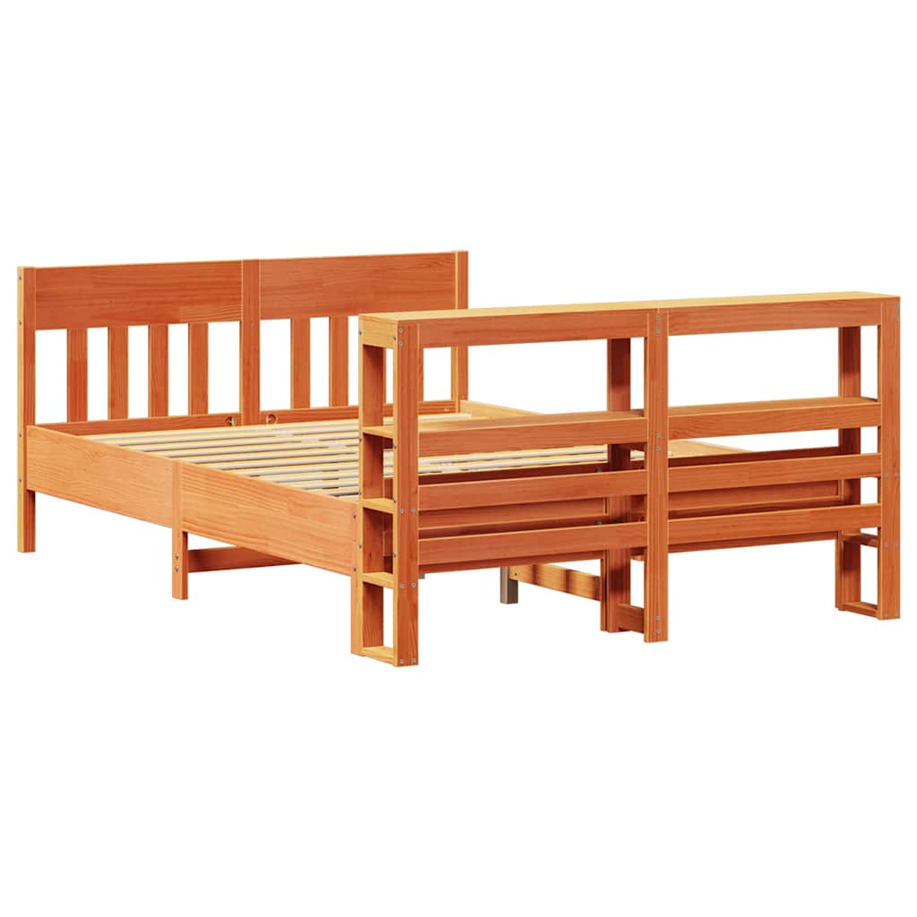 Solid Wood Bed without Mattress Wax Brown 140 x 190 cm Pine Wood