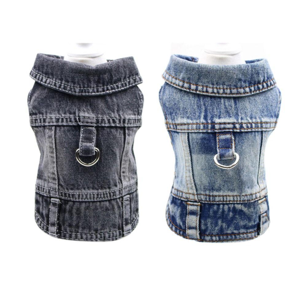Fashion With D-Ring Dog Jeans Jacket Breathable Comfortable Dog Denim Shirts Pet Clothes Dog
