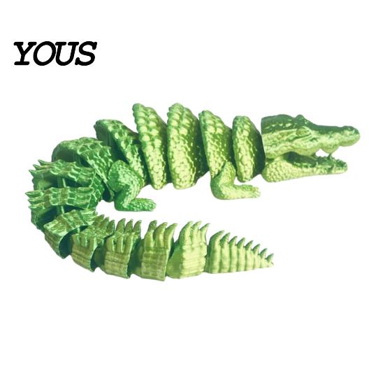 3D Printed Fidget Animal Crocodile Toy, Articulated Figurine, Realistic Flexible Party Favors for Children Reptile Sensory Desk Ornament Stress Relief