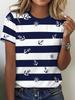 Summer Anchor Stripe 3D Print T-Shirts Women Casual Short Sleeve Round Neck T Shirt Harajuku Y2K Tees Top Female Street Clothing