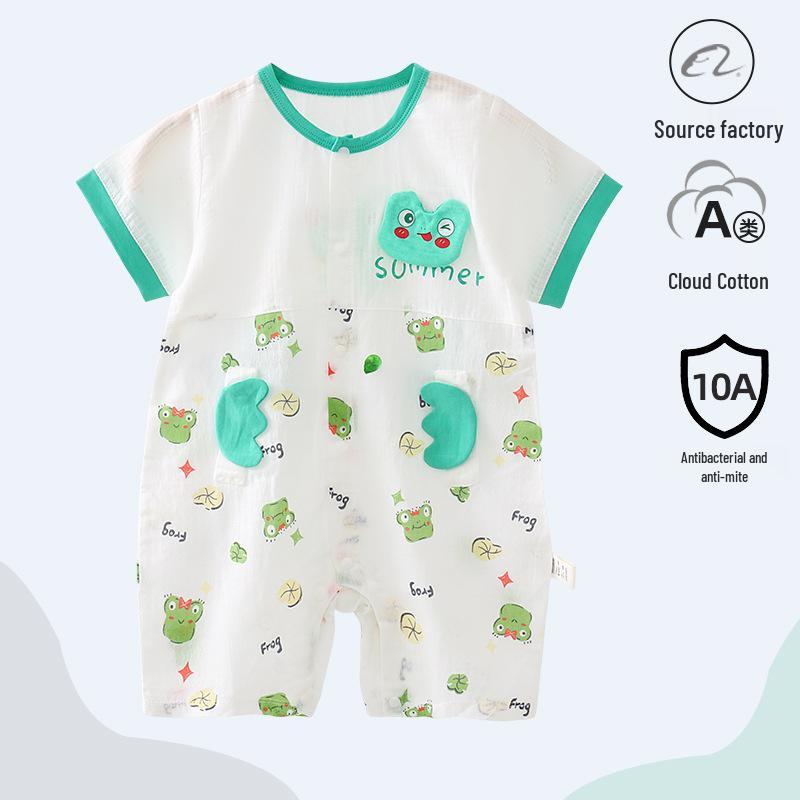 Popular Unisex Baby Summer Cotton Romper - Short Sleeve Bodysuit for Newborns