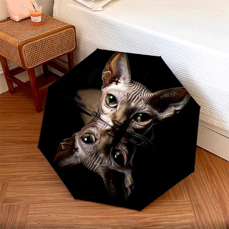 Vzor černá bezsrstá kočka, automatický skládací deštník, přenosný a skládací design, 8 výztuh, vánoční nebo narozeninový dárek.