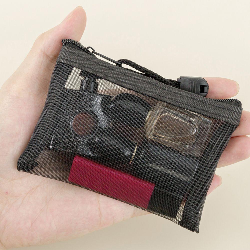 Zipper Credit Card ID Bag Lipstick Pouch Data Line Key Earphone Organizer Mini Clear Nylon Mesh Zipper Coin Purse Cute Wallet