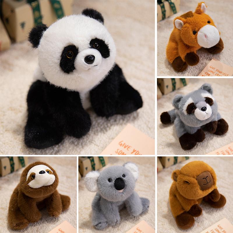 35cm Gentle Crouching Series of Animal Plush Toys Capybaras Koalas Sloth Panda Horses Gentle PillowComfort Girls Birthday Gift Decor