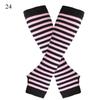 Striped Elbow Gloves Women Emo Gloves Winter Warm Long Sleeves Gloves Women Fingerless Stripe Hip-Hop Knitted Elbow Mittens
