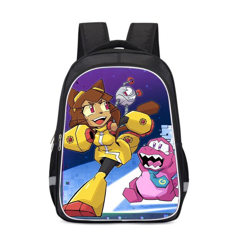 Kids Cartoon Print Backpack School Lightweight Ergonomic Design With Reflective Safety Stripes Oxford Fabric Grade 3-4