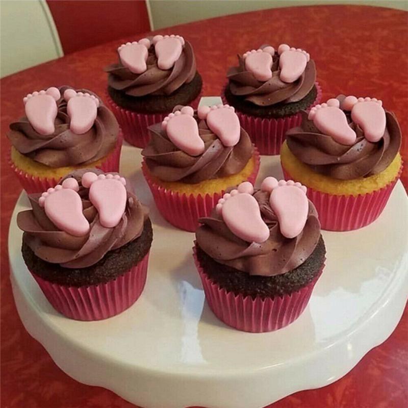 4 Hole Cute Baby Feet And Shoes Silicone Fondant Cake Mold Baby Shower 3D Kitchen Baking Mold Cake Decorating Moulds