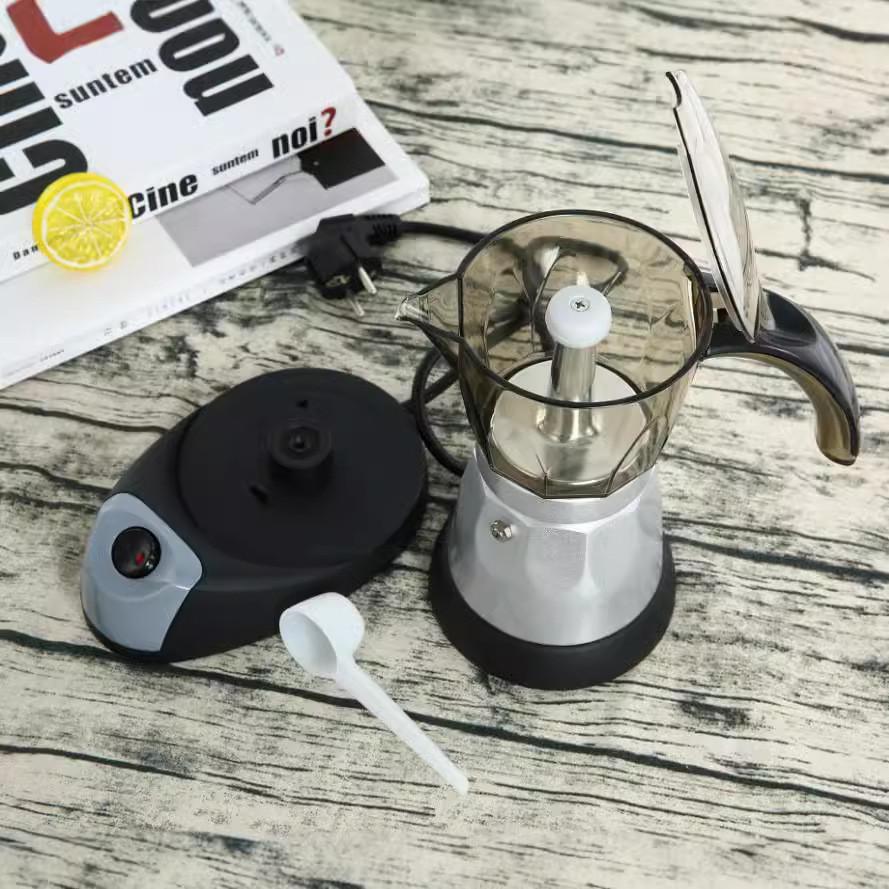 150ML/300ML Large Capacity Home Office Electric Coffee Pot Italian Coffee Machine Portable Aluminum Electric Mocha Kettle