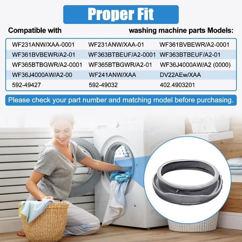 Upgraded DC97-16596A Washer Door Boot Seal for WF365BTBGWR WF363BTBEUF WF361BVBEWR WF36J4000AW Washer Accessories