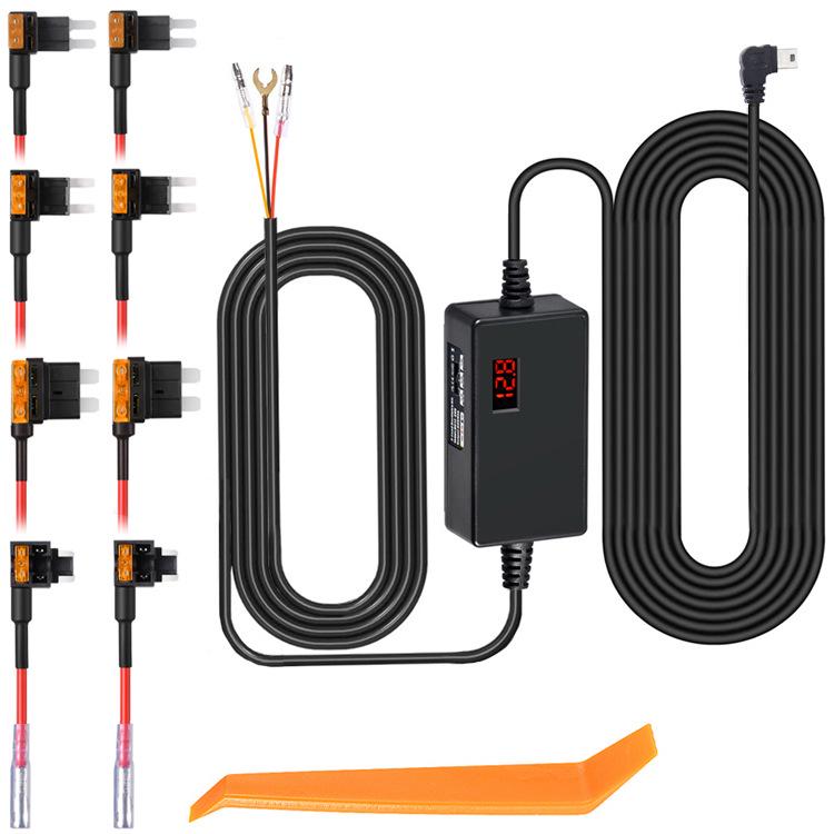 Caricabatteria per auto a tensione regolabile con dash cam time-lapse e display digitale