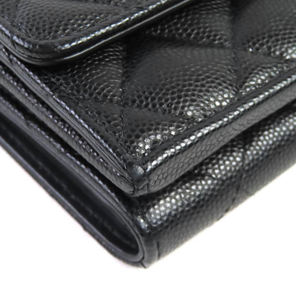 Great CHANEL COCO Mark Matelasse Small Flap Wallet Caviar skin AP4173 Used
