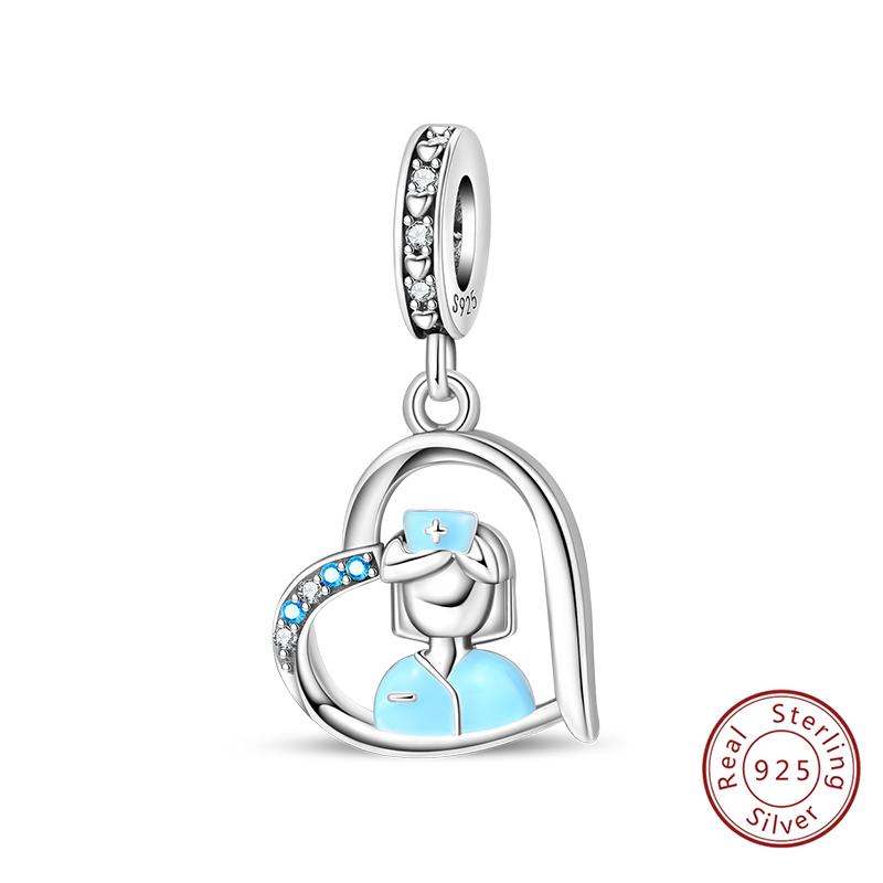 Silve Charms Beads Doctor'S Teeth Dentist Charms First Aid Kit Dangle For Bracelet Occupation Jewelry Gift