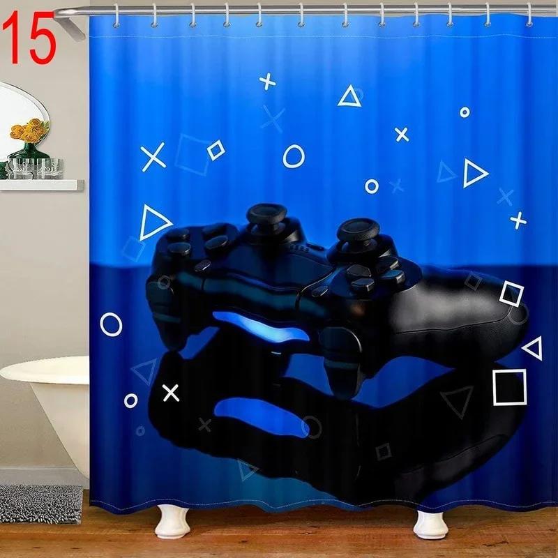 Funny Gamer Shower Curtain Classic Video Gaming Device Modern Cloth Polyester Fabric Waterproof Bathroom Decor with 12 Hooks