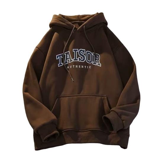 

Толстовка с капюшоном в стиле ретро для пар с принтом букв и завязками на шнурке, свободная, с карманом, в стиле хип-хоп, унисекс XXL кофейный