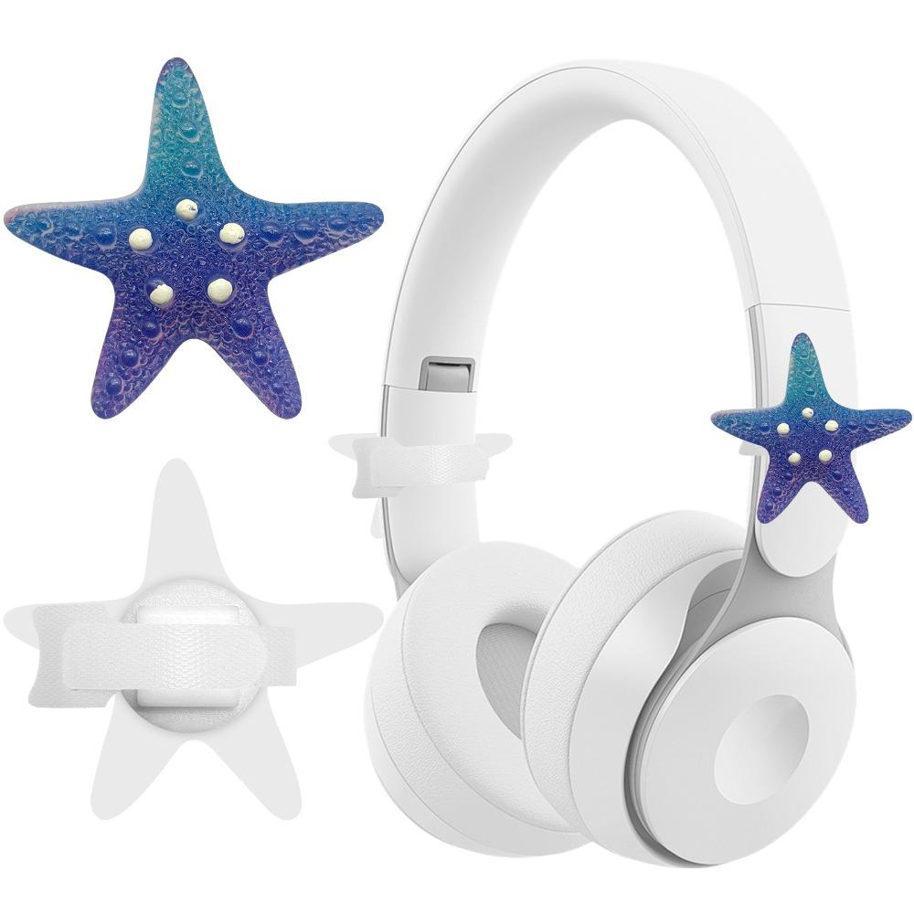2PCS Silicone Headphone Decorations Starfish Shape Earphone Charms Headset Attachment Girls синий