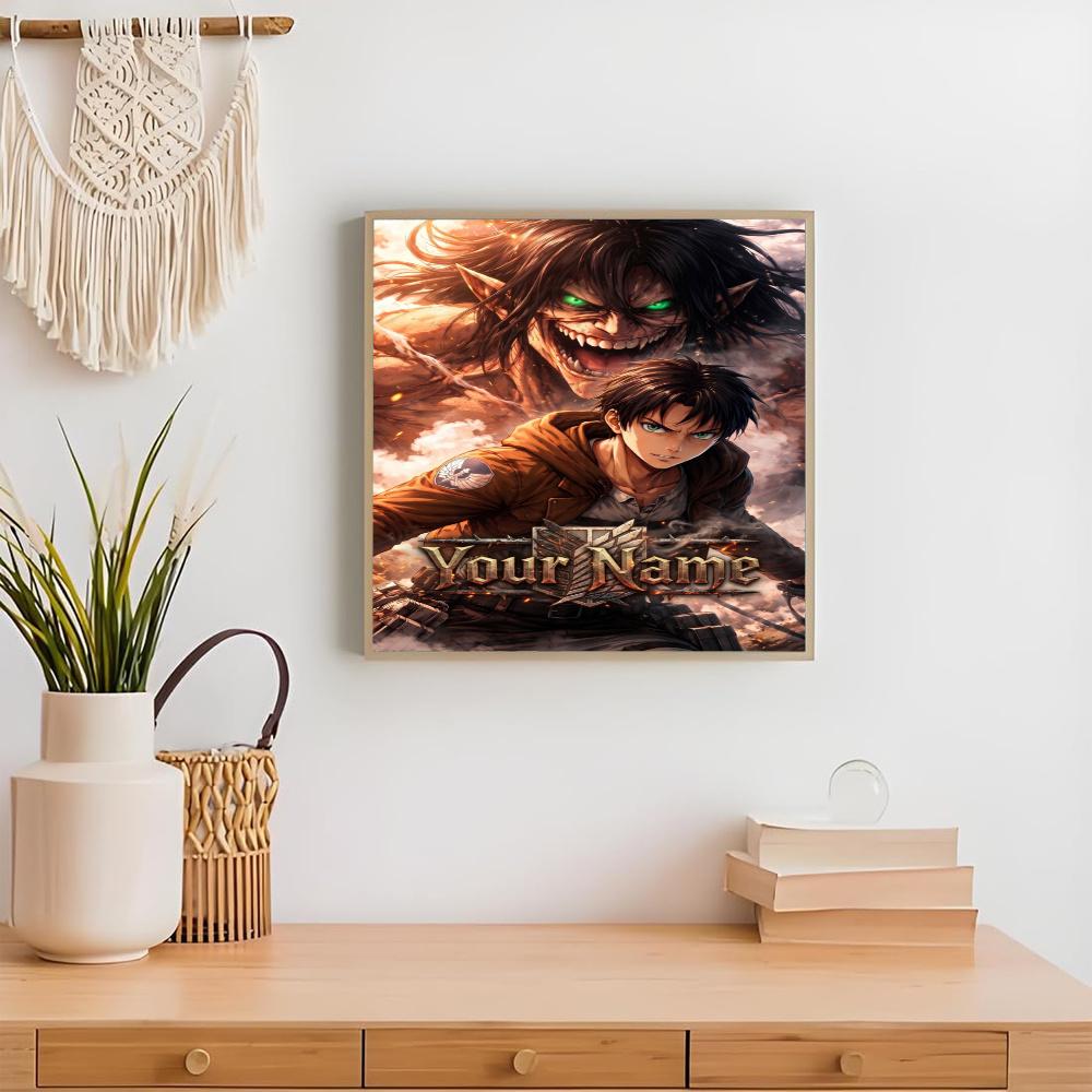 Attack Titan Customize Your Name Diamond Painting Round Diamond Rhinestones Mosaic Diamond Embroidery Wall Paintings Rhinestones Gift Frameless