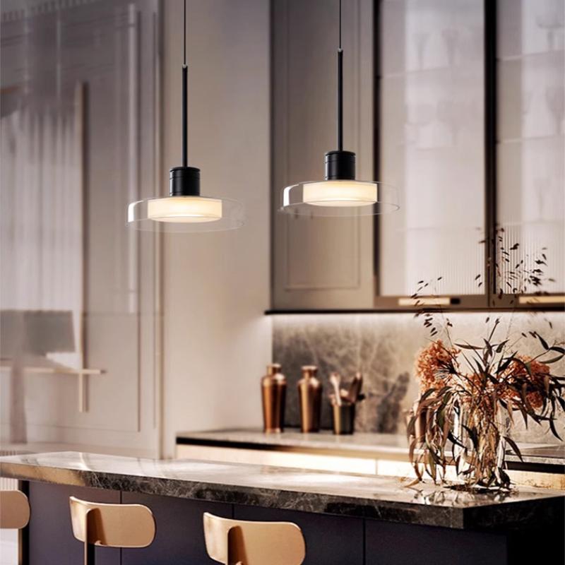 Italian copper simple small chandelier bedroom bedside suspended lamp Nordic designer creative glass dining bar hanging  pendent