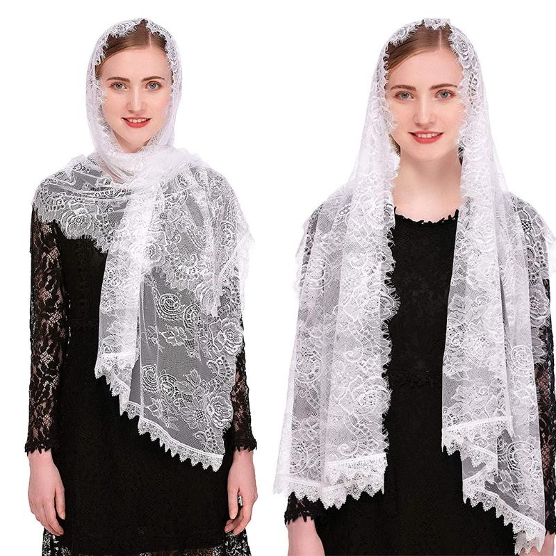 Lace Shawl Mantilla Veil Lightweight Tassel Scarf Fashion Floral Shawls and Wraps for Women Latin Mass Veil for Bride