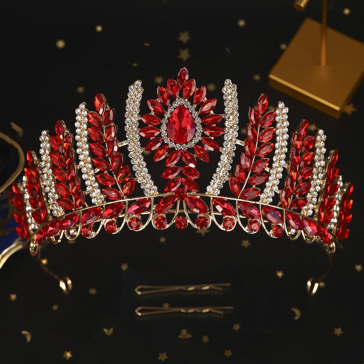 DIEZI Luxus Vintage 3 Farben Kristall Tiara Krone Für Frauen Mädchen Party Königin Strass Krone Weihnachten Haarschmuck