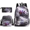 Large Capacity Schoolbag with Shoulder Strap; Student Three-piece Pencil Case Set