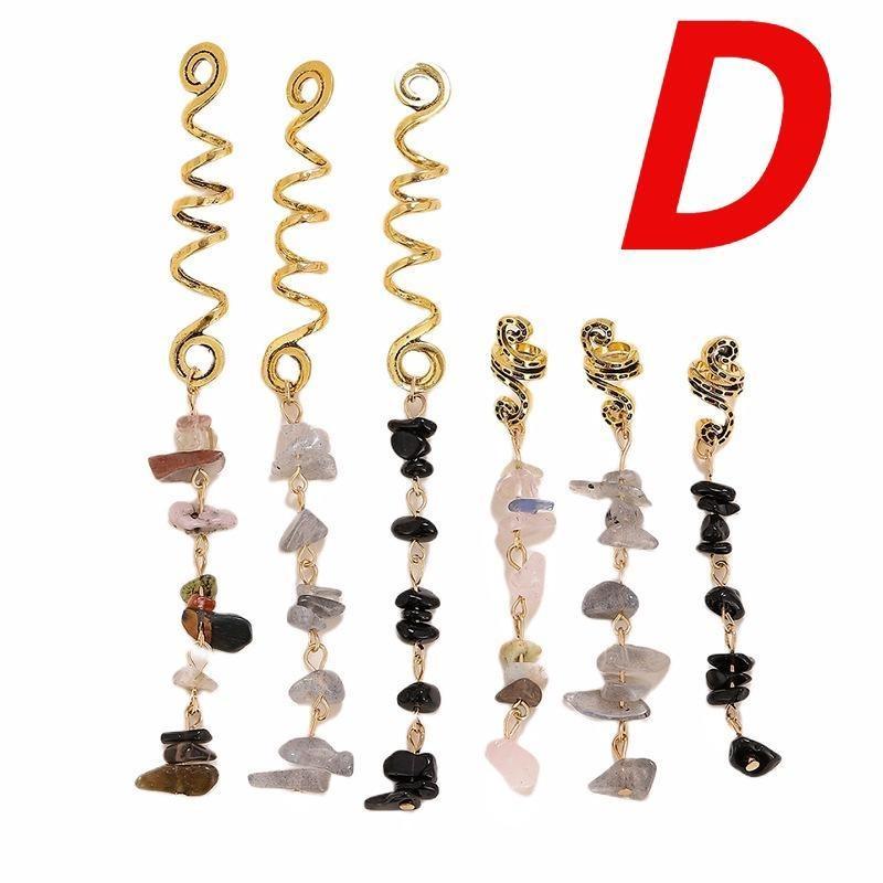 

6 шт./компл. цветной натуральный камень кулон украшения для волос для косичек хрустальные аксессуары для волос подвески женские головные уборы D