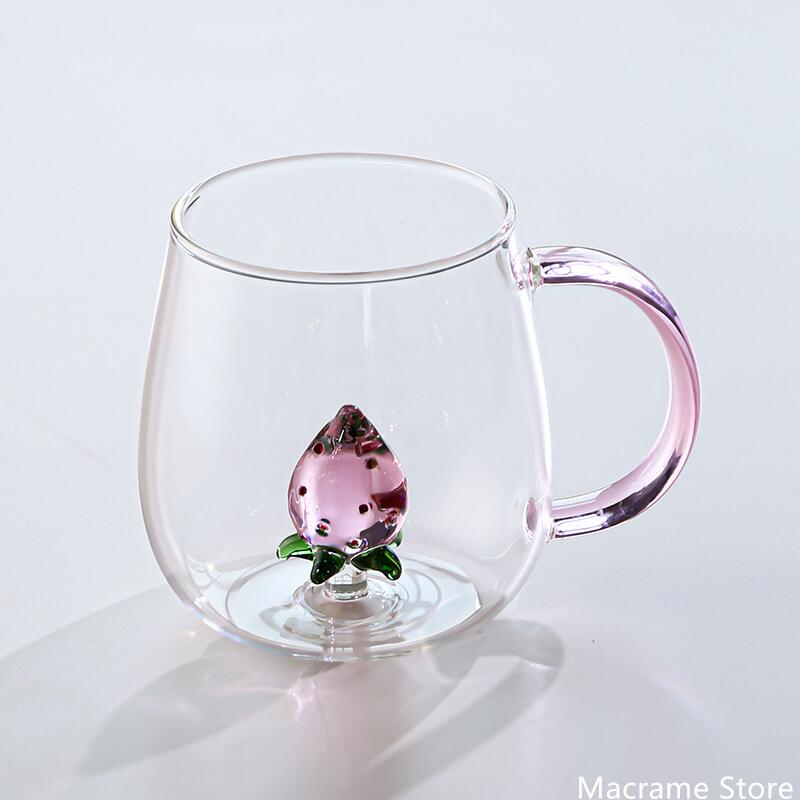 3D Animal Flower Built-in Glass High Borosilicate Glass Heat-resistant Transparent Glass Drinking Cup Milk Coffee Juice Glass