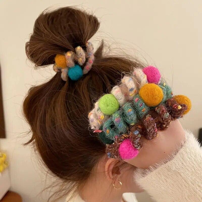 Trendy Plush Telephone Wire Elastic Hair Bands Scrunchies Sweet Colorful Hair Ropes Rubber Bands For Women Hair Accessories Gift