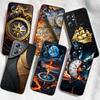 Vintage Compass Illustration For OPPO Reno 5 6 7 A96 A40 A58 Realme GT A74 A78 Neo2 A74 A78 Find X5 X3 X7 X8 Black Phone Case