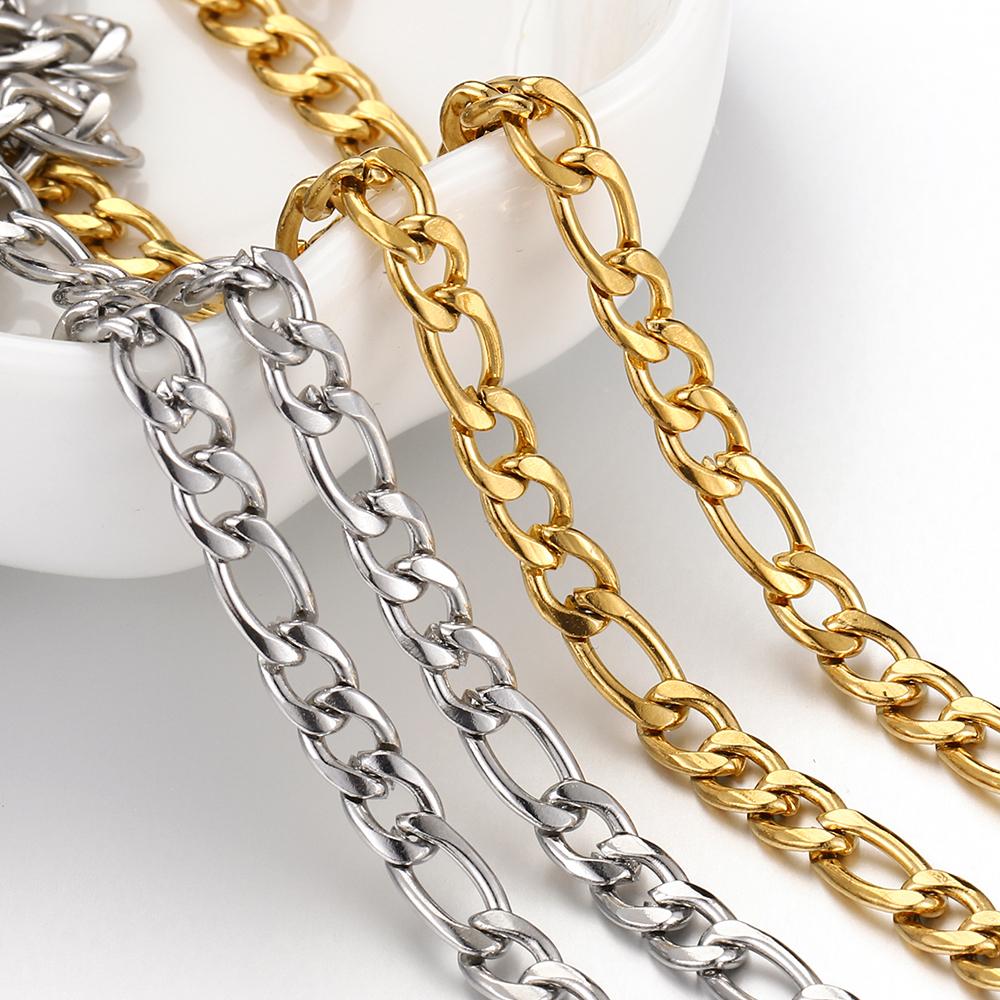 2meters 1Meter Gold Color Stainless Steel Chains for Jewelry Making DIY Necklace Bracelet Choker 2.5mm 4mm 5mm Chain Wholelsale