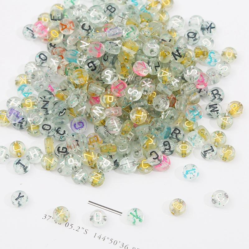 Home Party Supplies DIY Letter Flat Beads Acrylic Scallion Powder Jewelry Accessories Handmade 100pcs 4x7mm Necklace Bracelet Charms