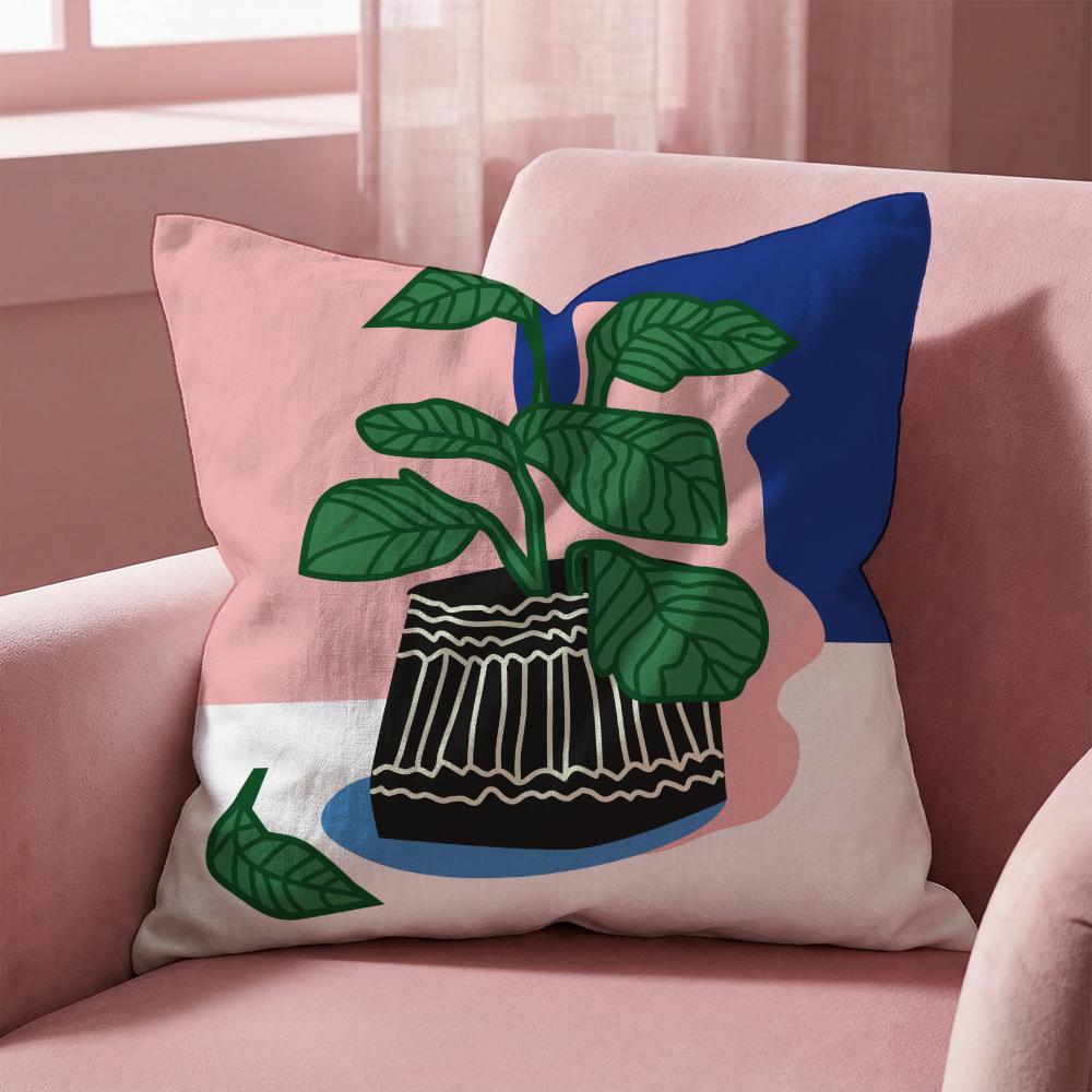 Plants and Flowers Cushion Cover Multi-Scene Pillow Cover for Home & Car - Reversible, Soft & Durable for Daily Use