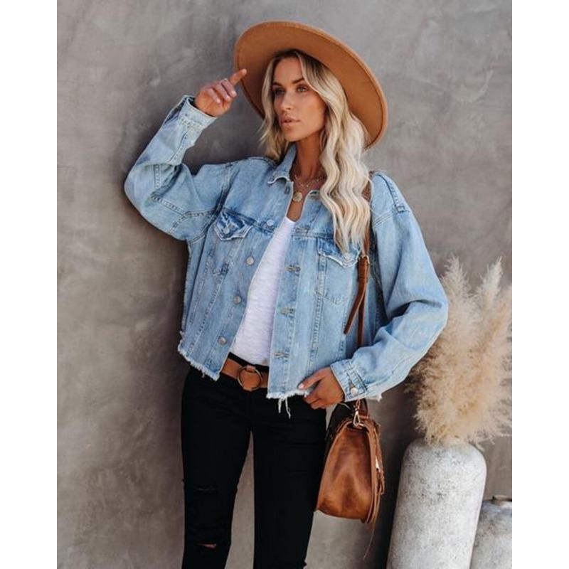 Fashion Loose Women Denim Jacket Loose Casual Simple Office Long Sleeve Short Jackets Elegant Spring Autumn Coats Woman Clothing