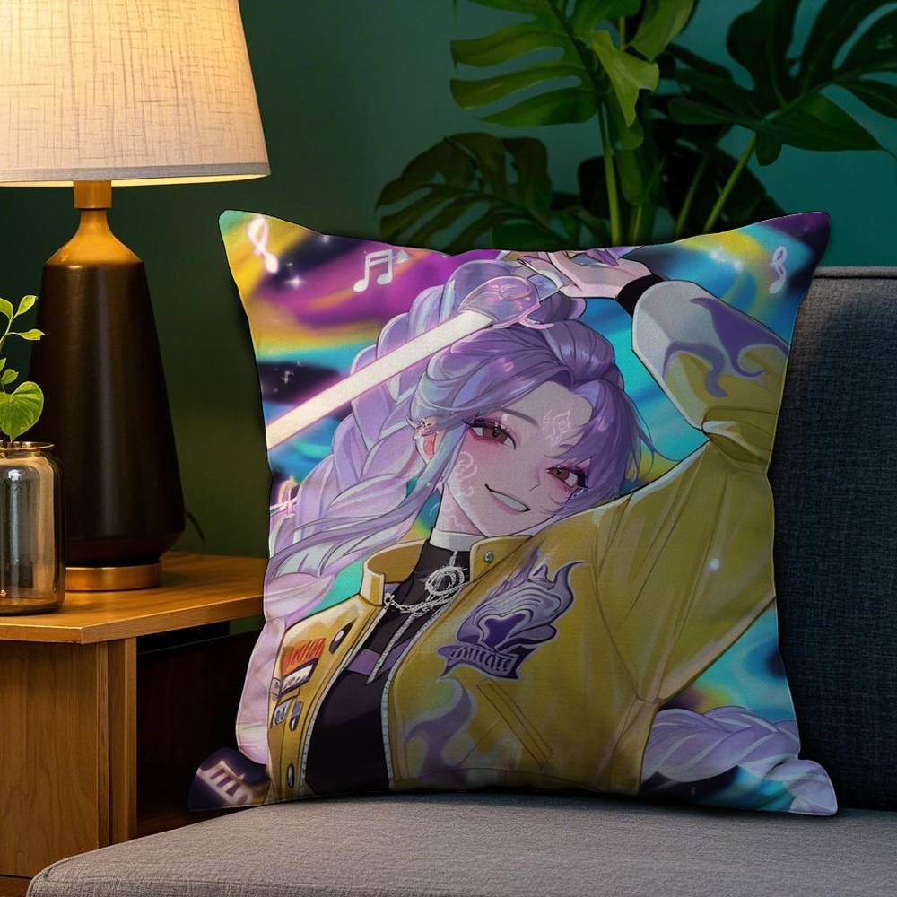 Pillow Case Anime K-Kpop Demon Hunters Plush Fabric Soft Double Sided Print Home Sofa High Quality Cushion Cover Throw