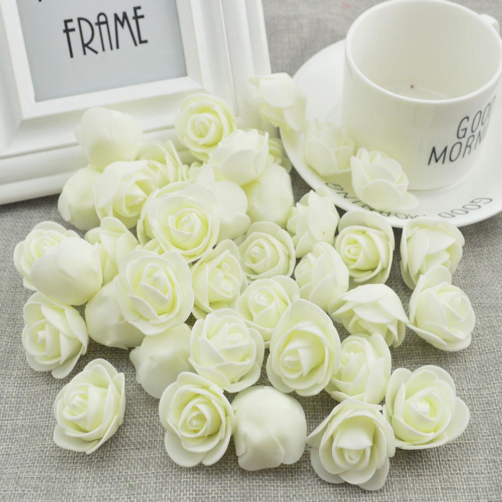 

50pcs Artificial Flowers PE Foam Roses Head Bear Handmade Wedding Home Garden Holiday Party Decor Scrapbook Gifts Box Diy Wreath 50pcs