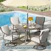 EXPRESSIONS 5-Piece Outdoor Patio Dining Set, 4pcs Patio Swivel Rocking Chairs and 38’’ Round Table with 1.65’’ Umbrella Hole