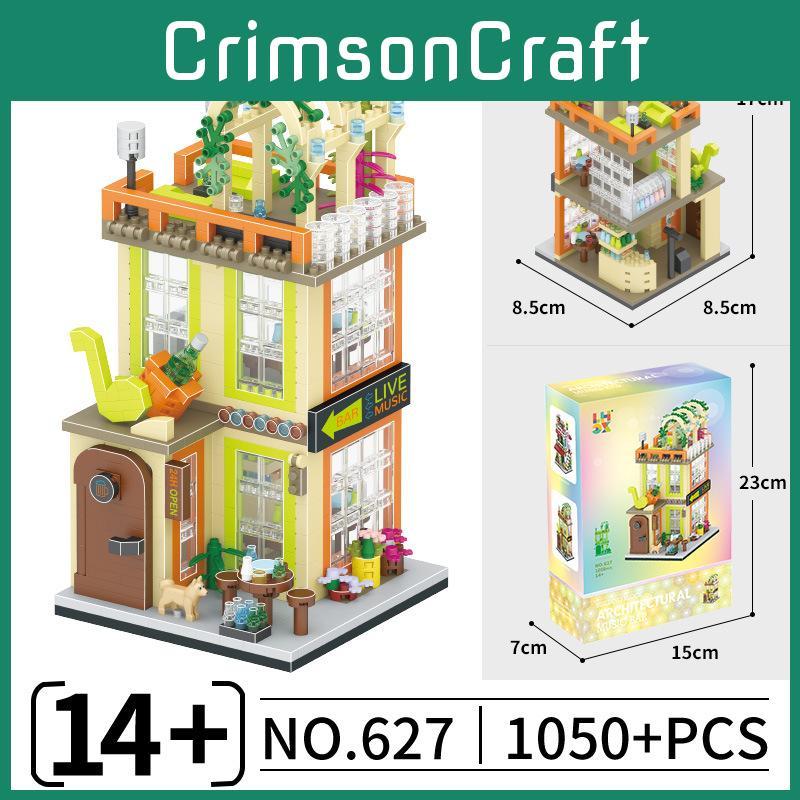Music Dessert Shop Bar Scene Assembly Building Block Model Ornament Desktop