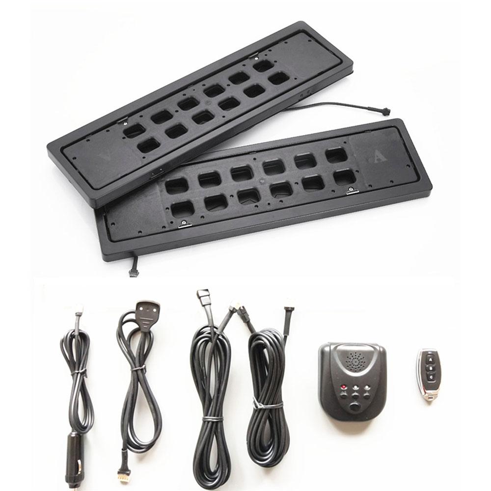 2Pcs Upgrade EU Remote Control Flip Flipable Retractable License Plate Frame,Car Number Swap Shift Turn Blinds License Plate