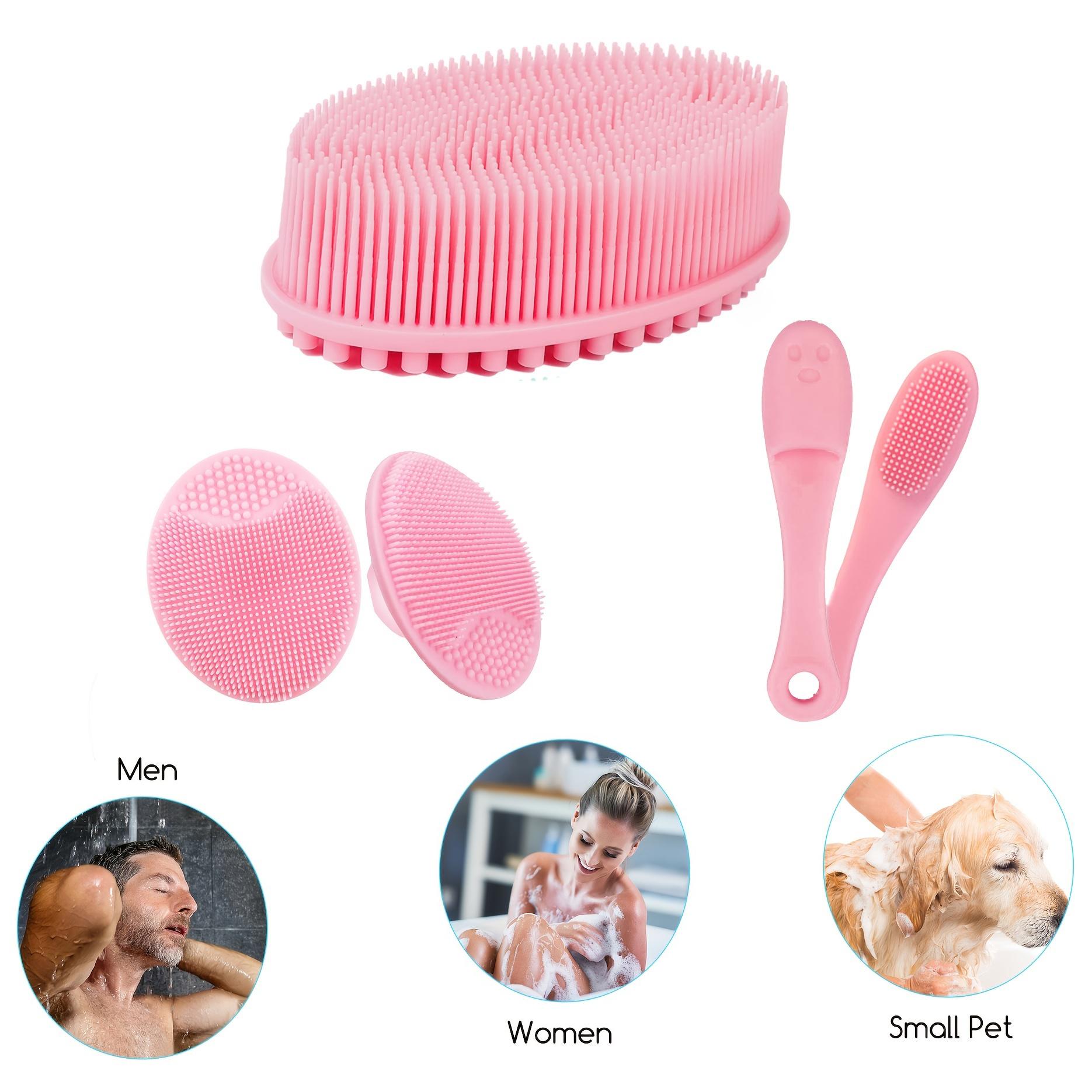 

3pcs Pink Silicone Body Scrubbers Set Facial Bath Brush & Nose Blackhead Remover for Women Men Suitable for Various Skin Types