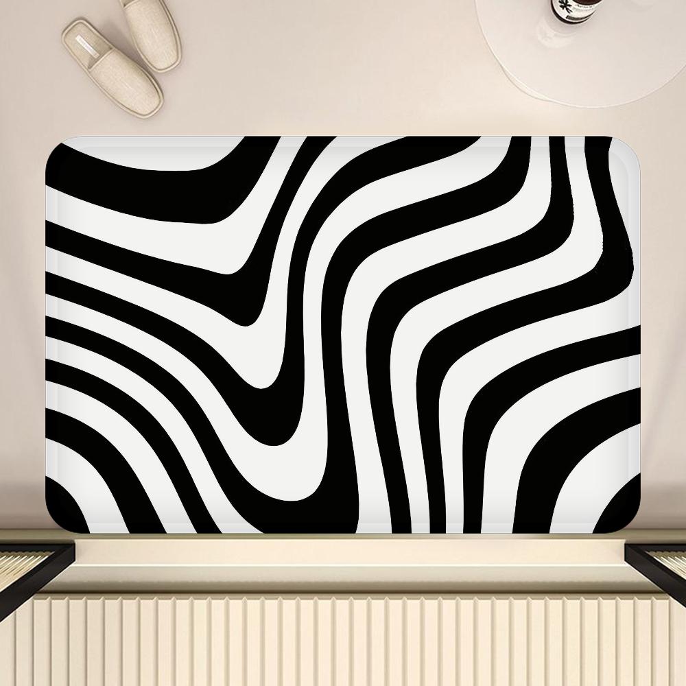 Zebra-stripe Floor Mat Bathroom Mat Kids Room Bedroom Decoration Balcony Anti-Slip Doormat Living Room Bedside Area Rugs