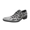 22 autumn and winter new European and American leopard print business dress leather shoes large size groom wedding shoes
