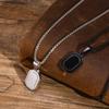 Collares Geométricos Iniciales Vnox para Hombres Mujeres, Colgante Cuadrado Rectángulo de Acero Inoxidable, A-Z 26 Letras Alfabeto Collar para Niño