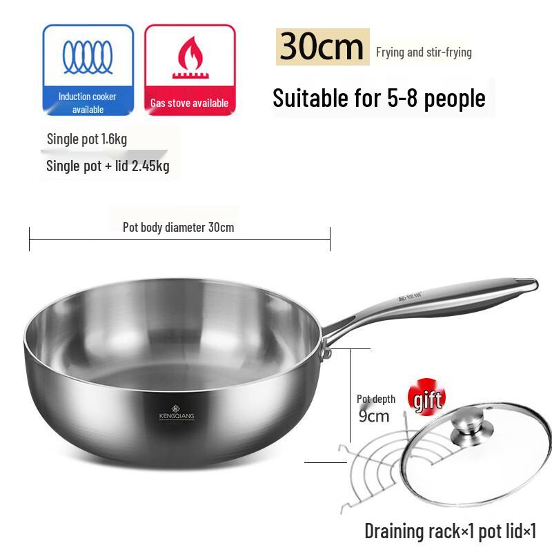 ZISIZ 316 Stainless Steel Non-stick Frying Pan